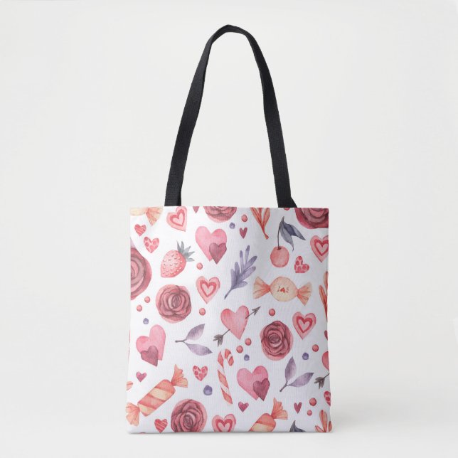 Tote Bag Valentines Jour Floral Et Bonbons (Devant)