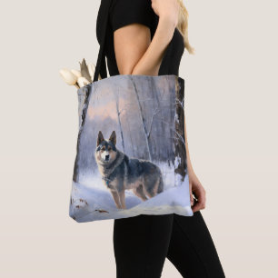 Tote Bag Vallhund Suédois Qu'il neige Noël