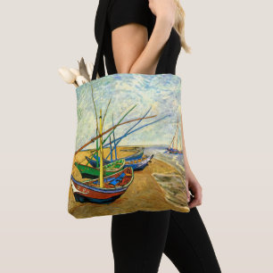 Tote Bag Van Gogh Bateaux de pêche sur la plage à Saintes-M