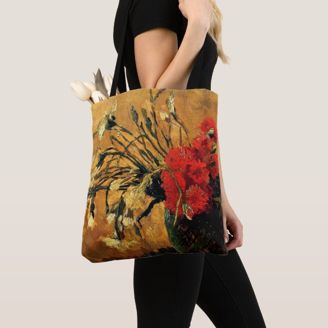 Tote Bag Van Gogh - Jug aux oeillets rouges et blancs (De près)
