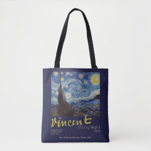 Tote Bag Van Gogh Nuit Étoilée Vintage Bleu Chef-d'œuvre