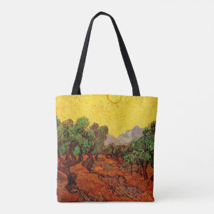 Tote Bag Van Gogh Oliviers avec ciel jaune et soleil