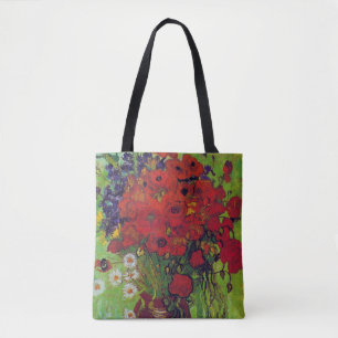 Tote Bag Vase avec des fleurs de Cornouailles et des pavots