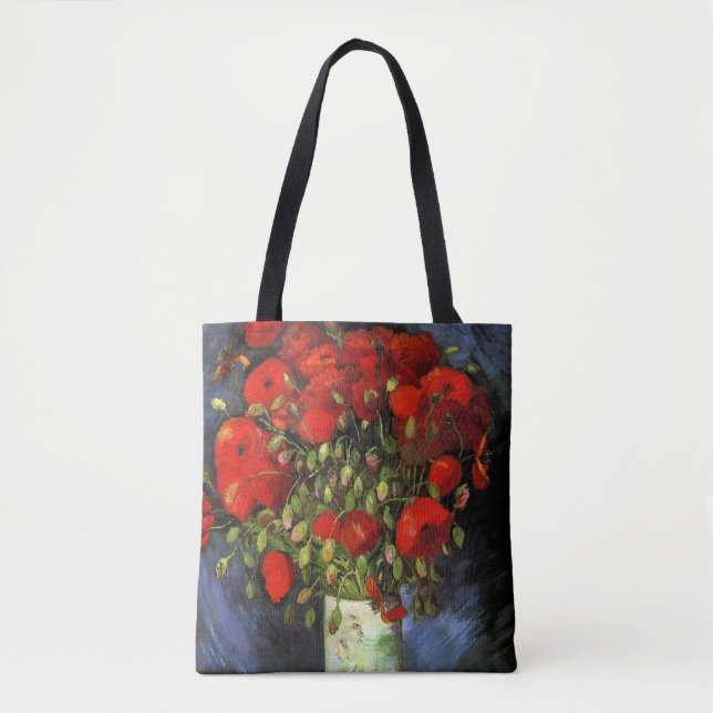 Tote Bag Vase avec des pavots rouges par Vincent van Gogh (Devant)