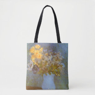 Tote Bag Vase de lilas, de marguerites et d'anémones de Vin