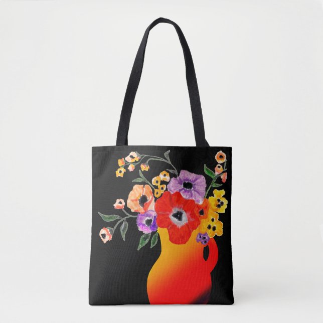 Tote Bag Vase rouge vif des fleurs (Devant)