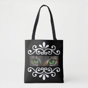 Tote Bag Vecteur floral chic yeux de chat photo personnalis