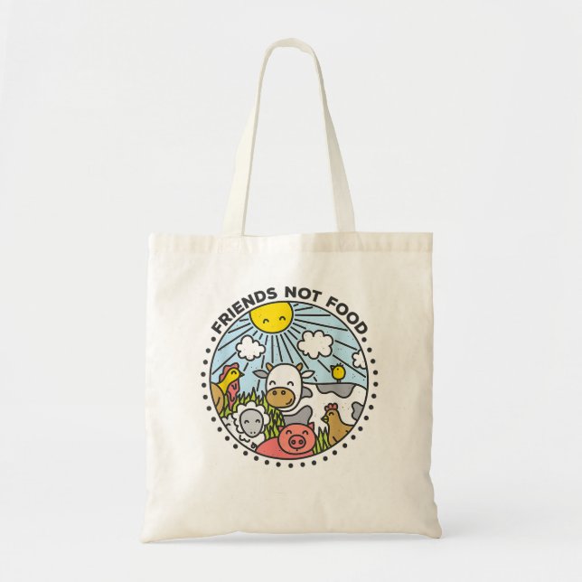 Tote Bag Vegan Friends Not Food Veganism Plante Based Food  (Devant)
