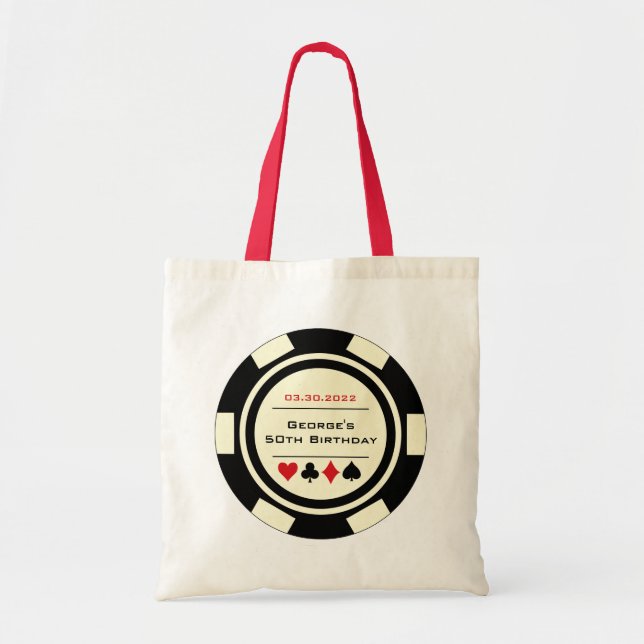 Tote Bag Vegas Casino Poker Chip Black Off-White Anniversai (Devant)