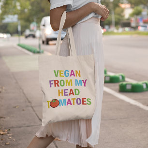 Tote Bag Végétan coloré amusant de la tête à mes tomates