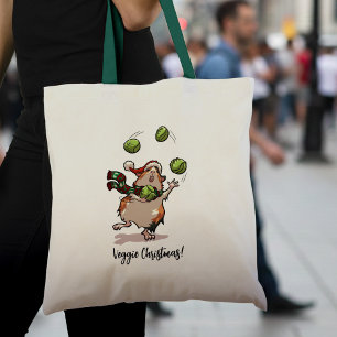 Tote Bag Véguin Noël ! Guinéen Pig En Jonglage Des Germes