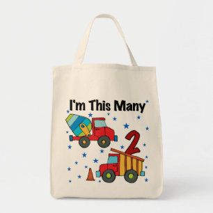 Tote Bag Véhicules de construction 2e cadeau d'anniversaire