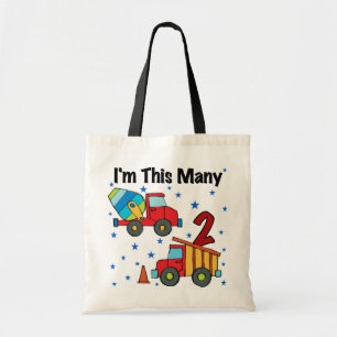 Tote Bag Véhicules de construction 2e cadeau d'anniversaire