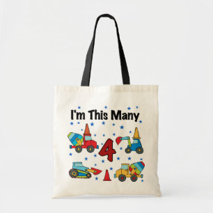 Tote Bag Véhicules de construction T-shirts 4e anniversaire