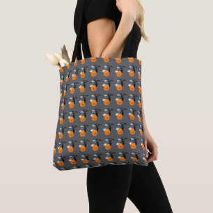 Tote Bag Veilleur de citrouille : scène au clair de lune ha