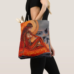 Tote Bag "Veines du Volcan" - Portrait de femme volcanique