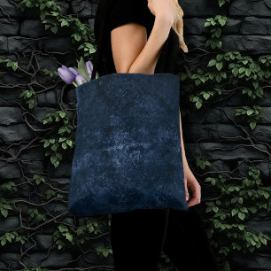 Tote Bag Velvety Navy Damask   Bleu foncé Grunge Baroque