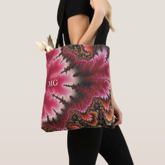 Tote Bag Velvety Rosy Floral Look Fractal Abstrait Monogram