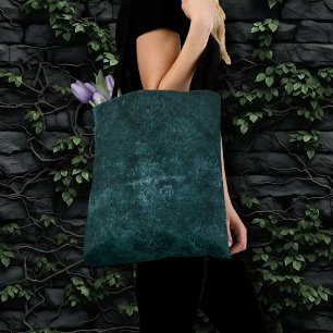 Tote Bag Velvety Turquoise Damask Grunge vert foncé Baroq