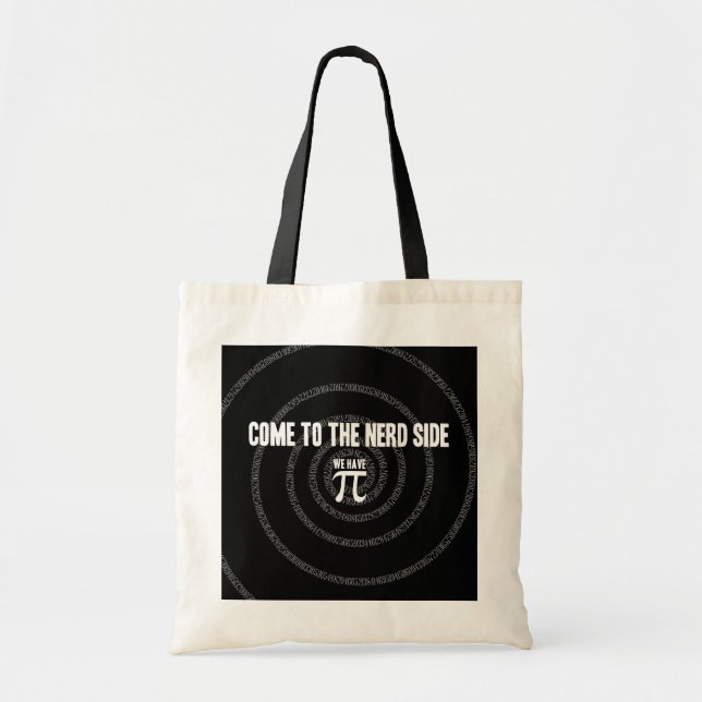 Tote Bag Venez sur le côté Nerd pour Pi on Black (Devant)