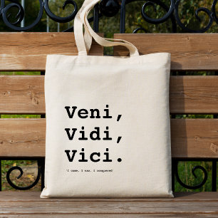 Tote Bag Veni, Vidi, Vici Citation Esthétique Minimaliste