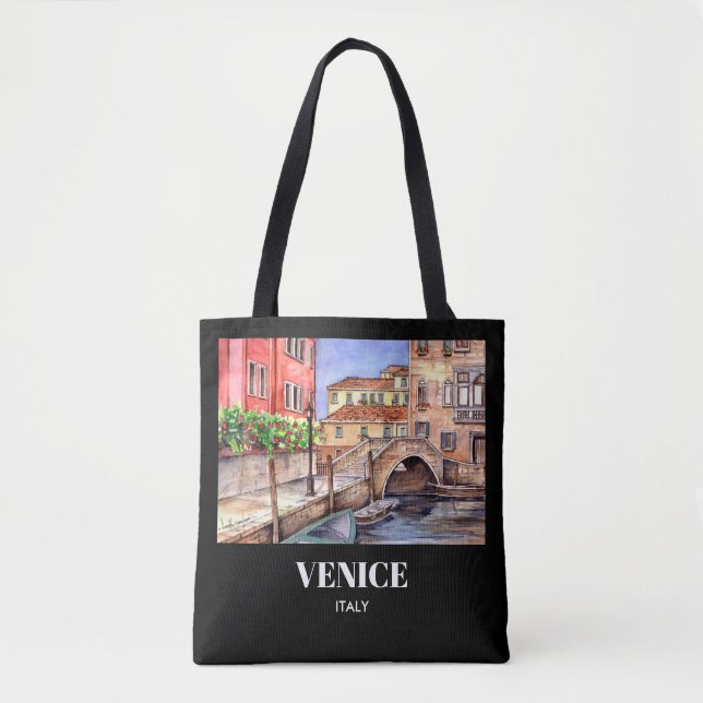 Tote Bag Venise Italie Stylo et lave aquarelle (Devant)