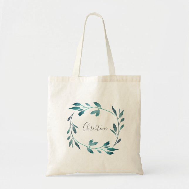 Tote Bag verdure d'aquarelle (Devant)