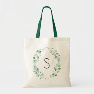 Tote Bag Verdure d'eucalyptus d'aquarelle de monogramme