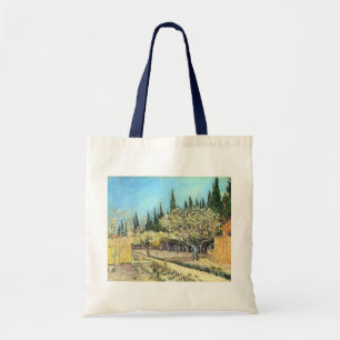 Tote Bag Verger en fleurs de Van Gogh, bordé de cyprès