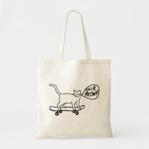 Tote Bag Vérifier Meowt Punny Skateboard Chat noir blanc