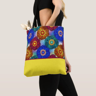 Tote Bag Verre Cathédrale Abstrait Rouge Vert Bleu Orange