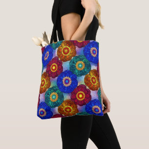 Tote Bag Verre Cathédrale Abstrait Rouge Vert Bleu Orange