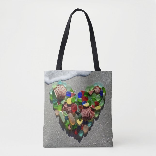 Tote Bag Verre de mer, poterie de plage, sable, vague, (Devant)