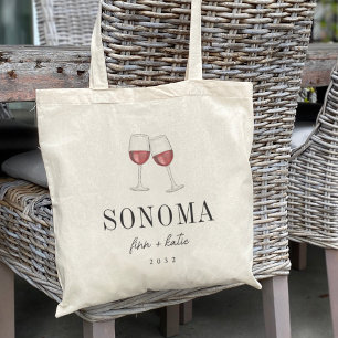 Tote Bag Verre Rouge Destination Mariage Bienvenue