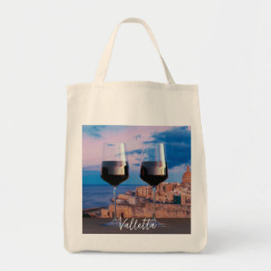 Tote Bag Verres à vin avec vue coucher de soleil sur La Val