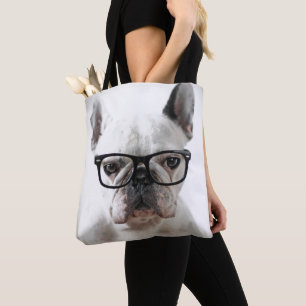 Tote Bag Verres de port d'oeil au beurre noir de bouledogue