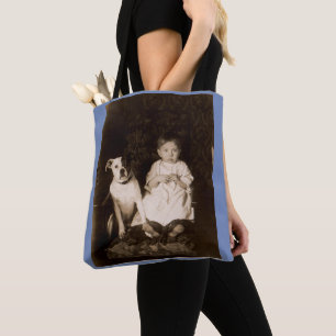 Tote Bag vers 1910 pitbull et bébé RPPC
