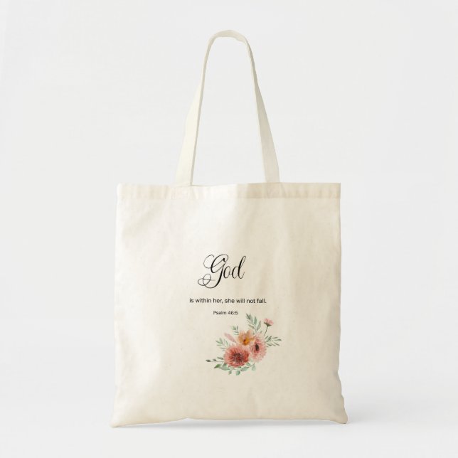 Tote Bag Verse de la Bible Florale (Devant)