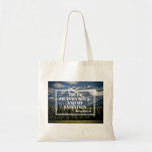 Tote Bag Verset de la Bible chrétienne Il est mon Rocher Mo