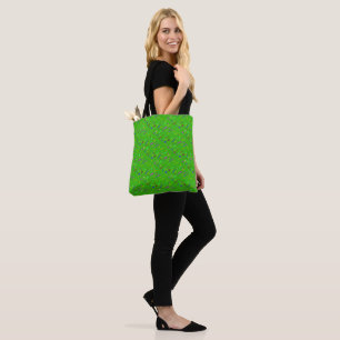 Tote Bag Vert avec de minuscules motifs de couleurs mélangé