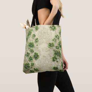 TOTE BAG VERT CLAIR AVEC LACE RESSORT SHAMROCKS CELTIQUES I