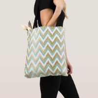 Vert et Faux Gold Foil Chevron Ikat Motif