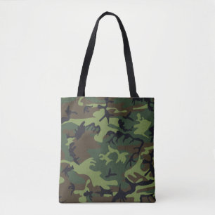 Tote Bag Vert, Marron, Camouflage camouflé noir