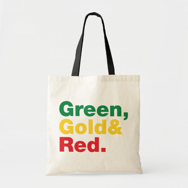 Tote Bag Vert, Or & Rouge. (Devant)