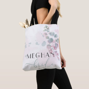 Tote Bag Vert Sage clair Pastel Pink Foliing