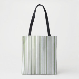 Tote Bag Vert sauge (clair, moyen, foncé) et rayures blanch