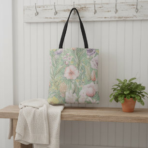 Tote Bag Vert Vintage Floral Modèle Avec Pois