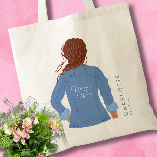 Tote Bag Veste Denim tirée à la main Matron de cheveux roug (Créateur téléchargé)