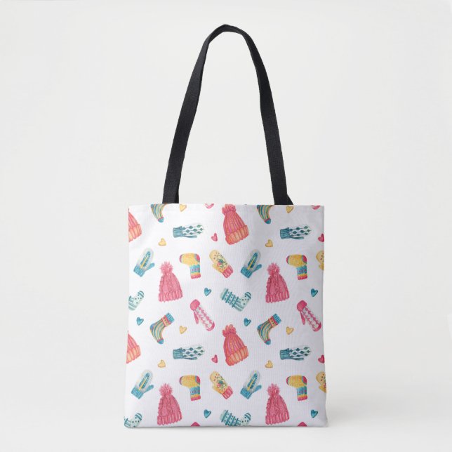 Tote Bag Vêtements confits Aquarelle : Coussin d'hiver colo (Devant)