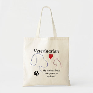 Tote Bag Vétérinaire - empreintes de pattes sur mon coeur